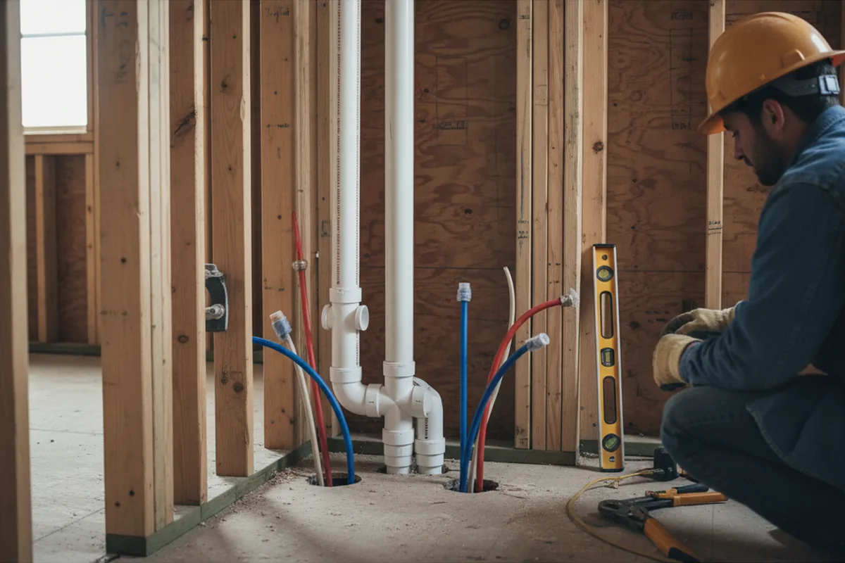 Drain and supply rough-in during Leak Detection in Guy