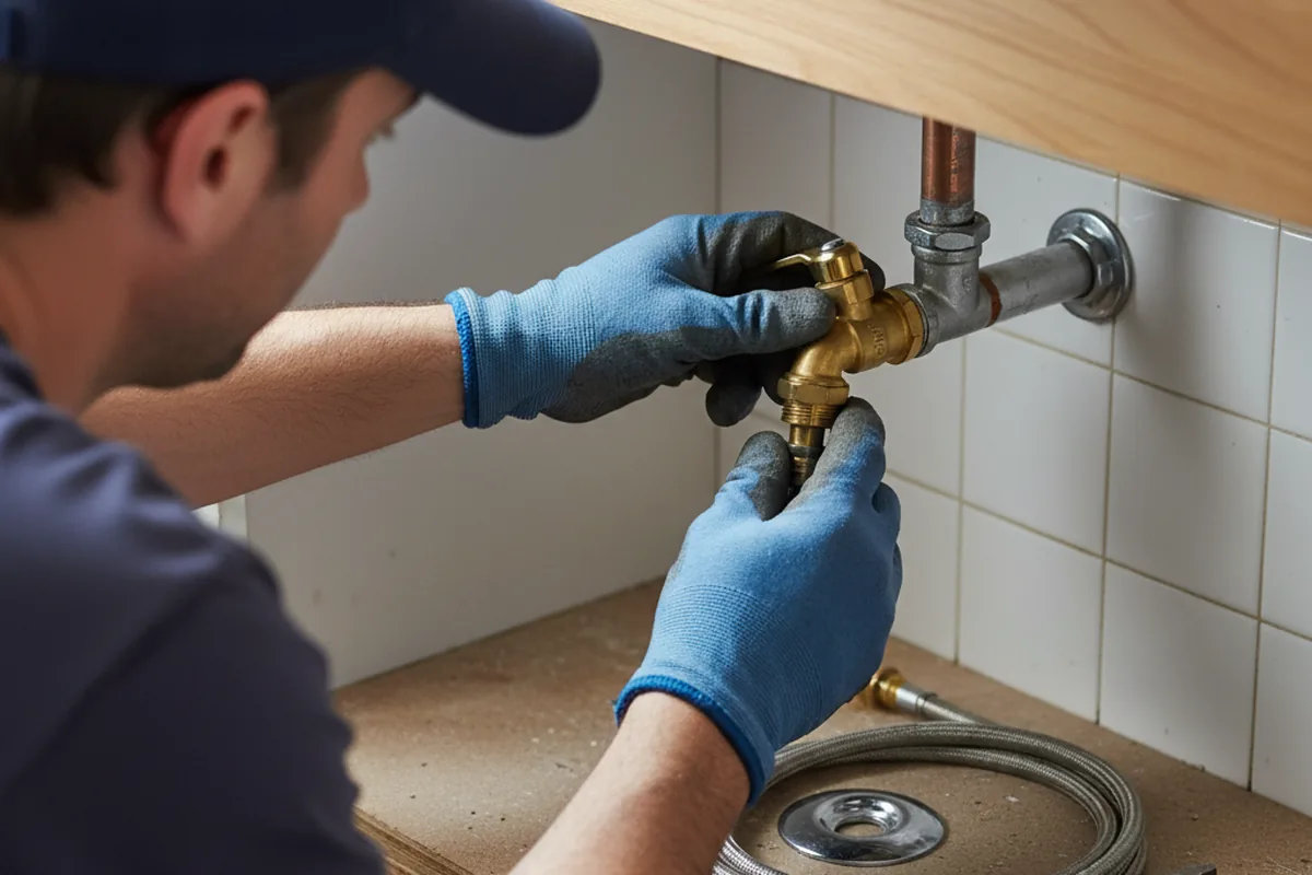Shutoff valve and fitting work during Emergency Plumbing in Guy
